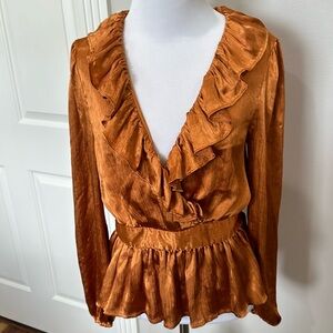 lalavon V Neck Long Sleeve Top Size Small